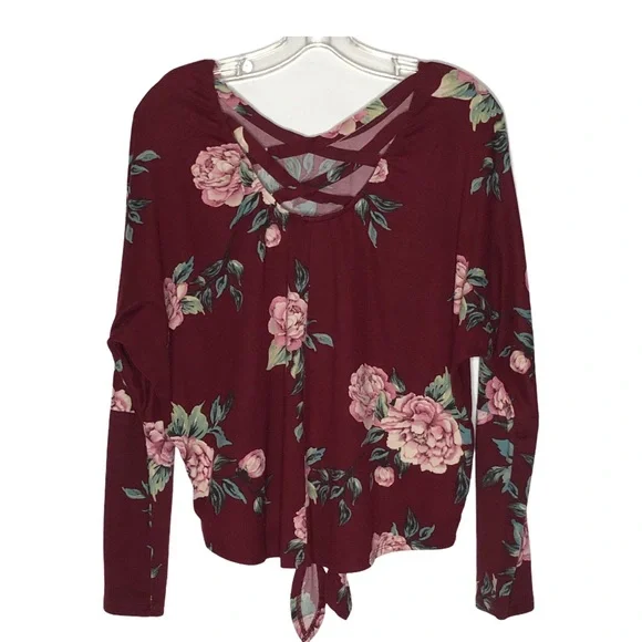 IZ BYER floral crisscross back tie front top | M - Picture 10 of 10